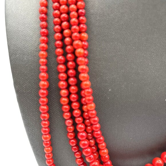 Jay King DTR Sterling CORAL Torsade Graduated Bead Necklace and Earrings Set - Picture 5 of 8